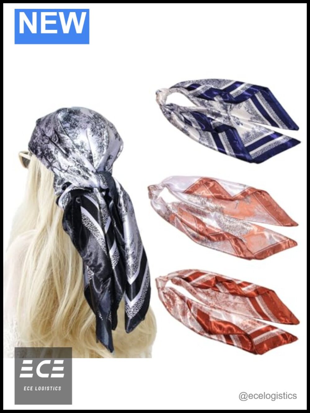 4 Pack Large Satin Hair Scarves Silk Like Bandana Headscarf Neck Scarf Wrap
